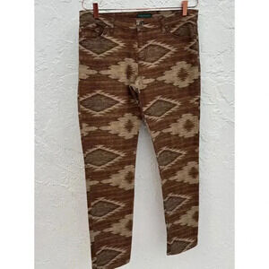 LRL Ralph Lauren Womens Modern Style Aztec Southwest Skinny Jeans Brown Size 10